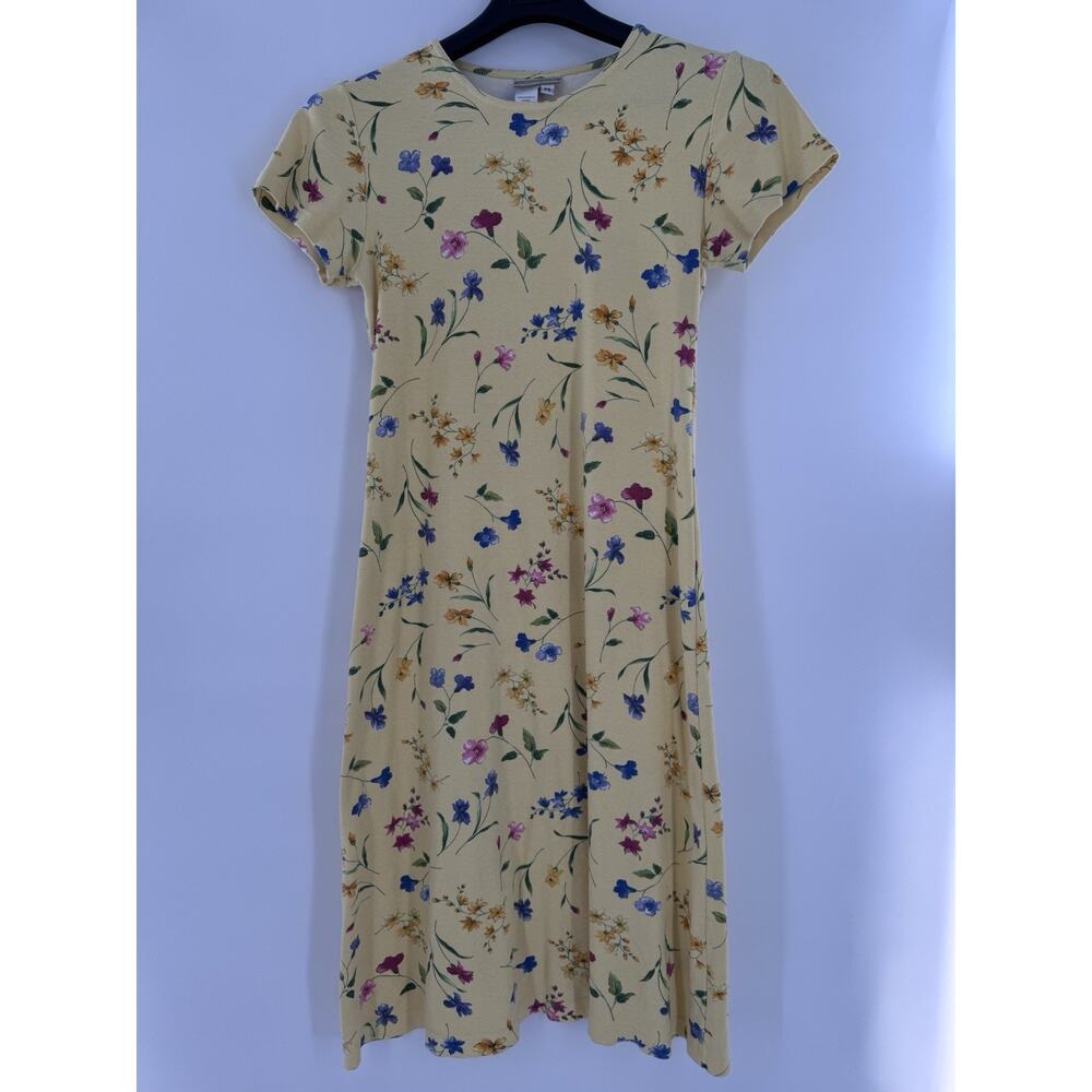 Vtg Coldwater Creek Midi Dress Yellow Floral Cottagecore 90s Feminine Easter - Picture 4 of 12